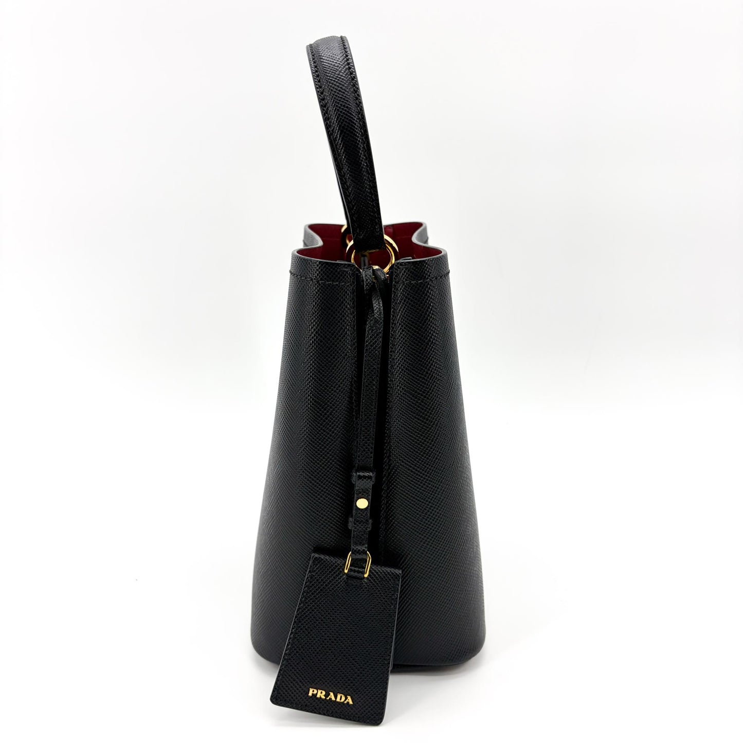 Prada Panier Bucket Saffiano Leather, Black, Leather, Handbag