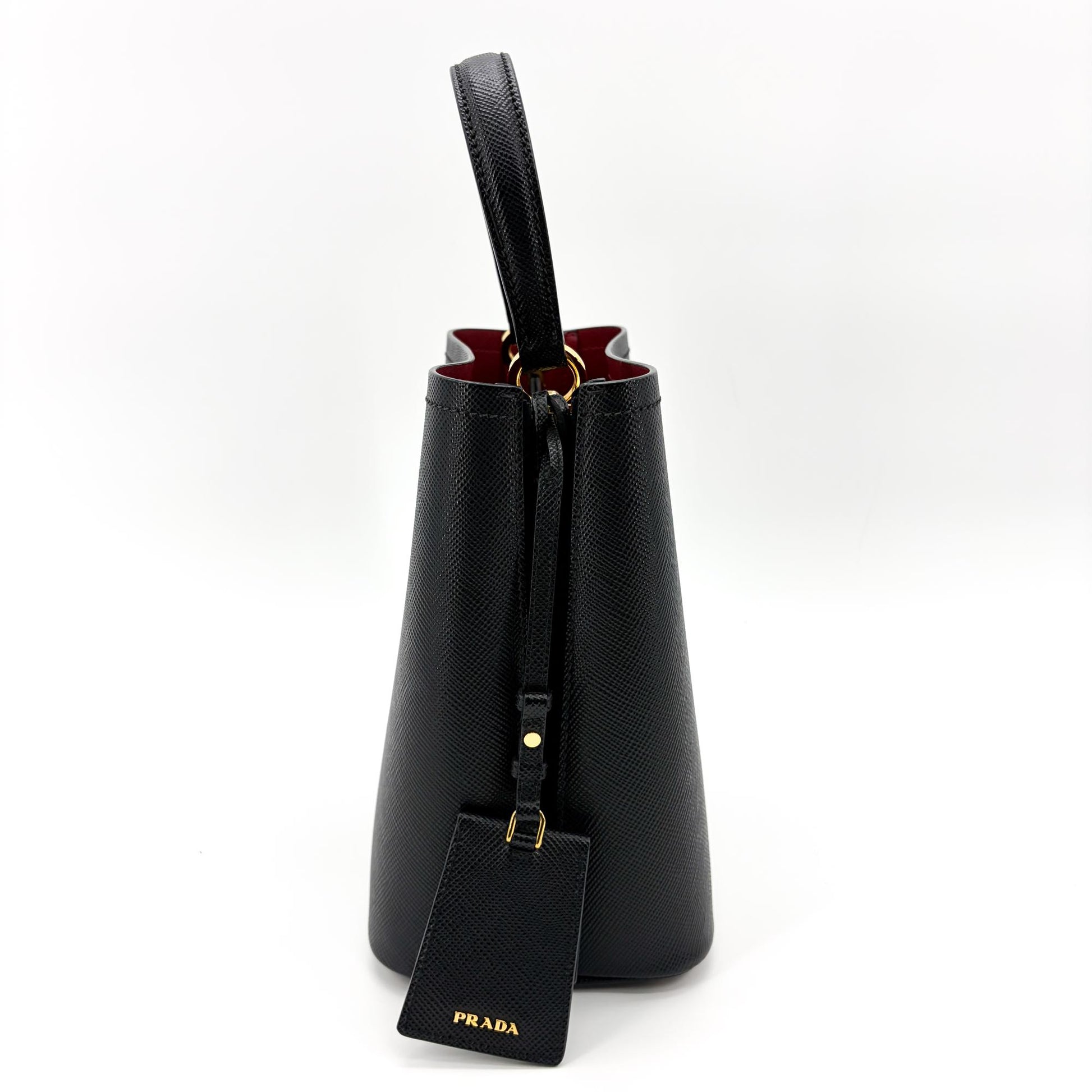 Prada Panier Bucket Saffiano Leather, Black, Leather, Handbag