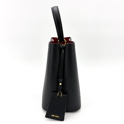 Prada Panier Bucket Saffiano Leather, Black, Leather, Handbag