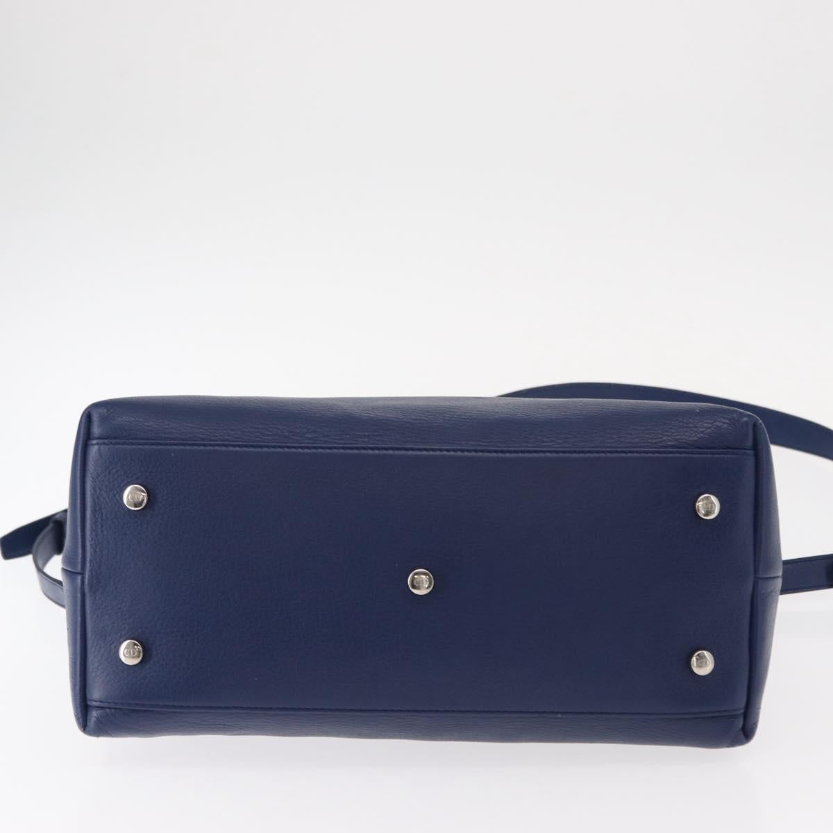 Christian Dior Granville Satchel Leather, BLUE, LEATHER, Handbag