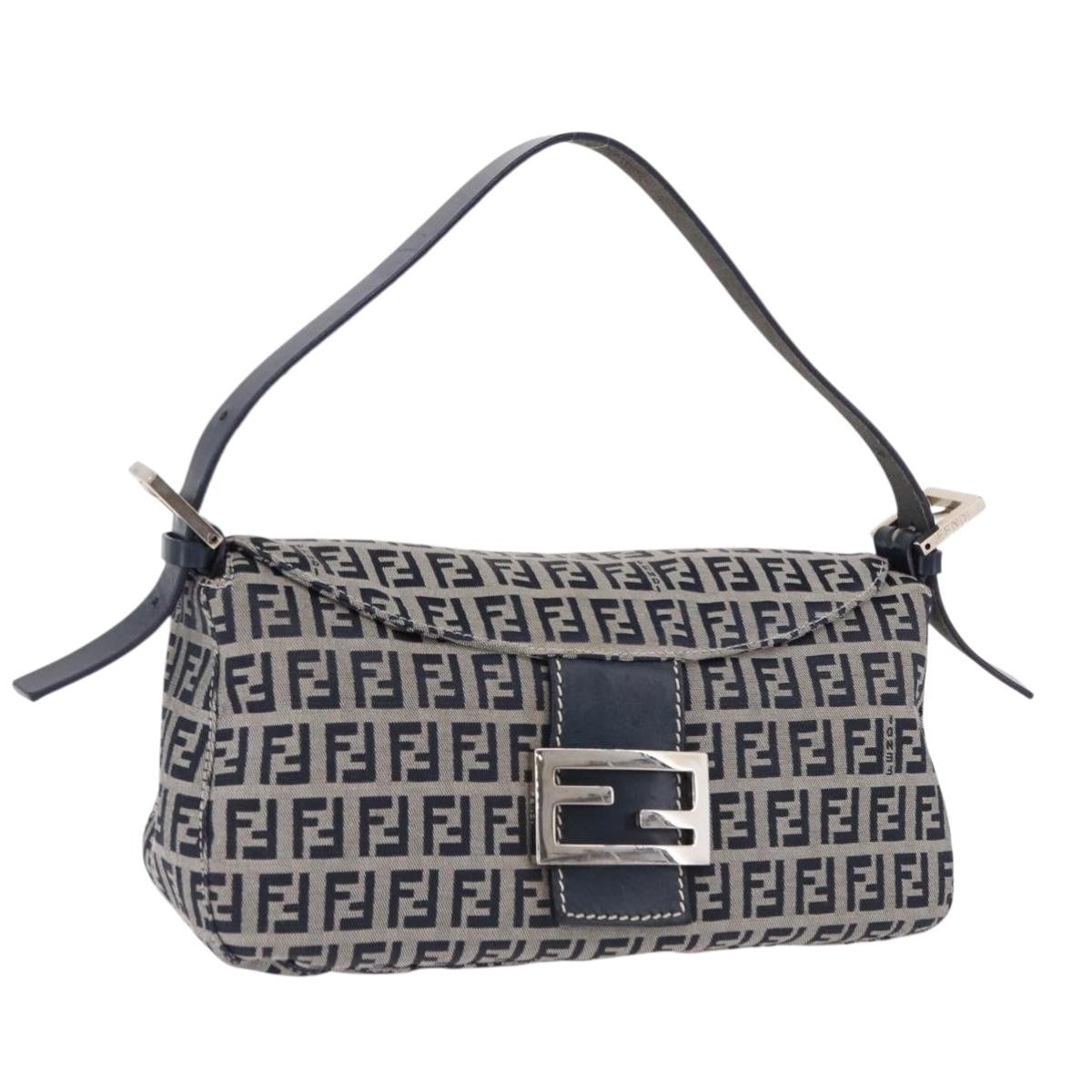 Fendi Baguette Zucchino Canvas, Navy, Canvas, Handbag