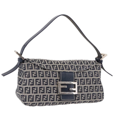 Fendi Baguette Zucchino Canvas, Navy, Canvas, Handbag