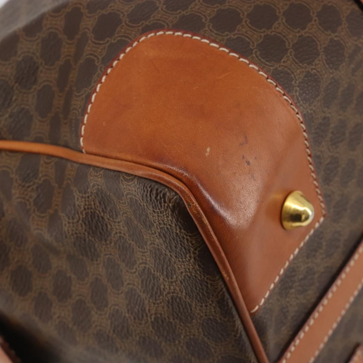 Celine Vintage Duffle Macadam Coated Canvas, Brown, Canvas, Handbag
