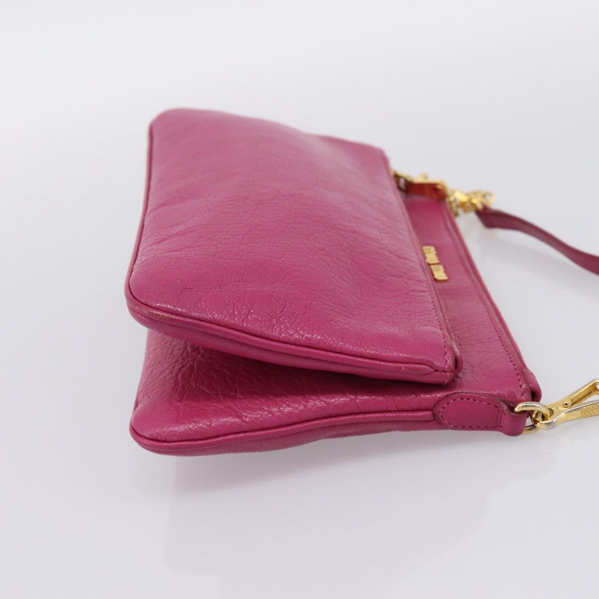 Miu Miu Madras Double Zip Leather, Pink, Leather, Crossbody Bag