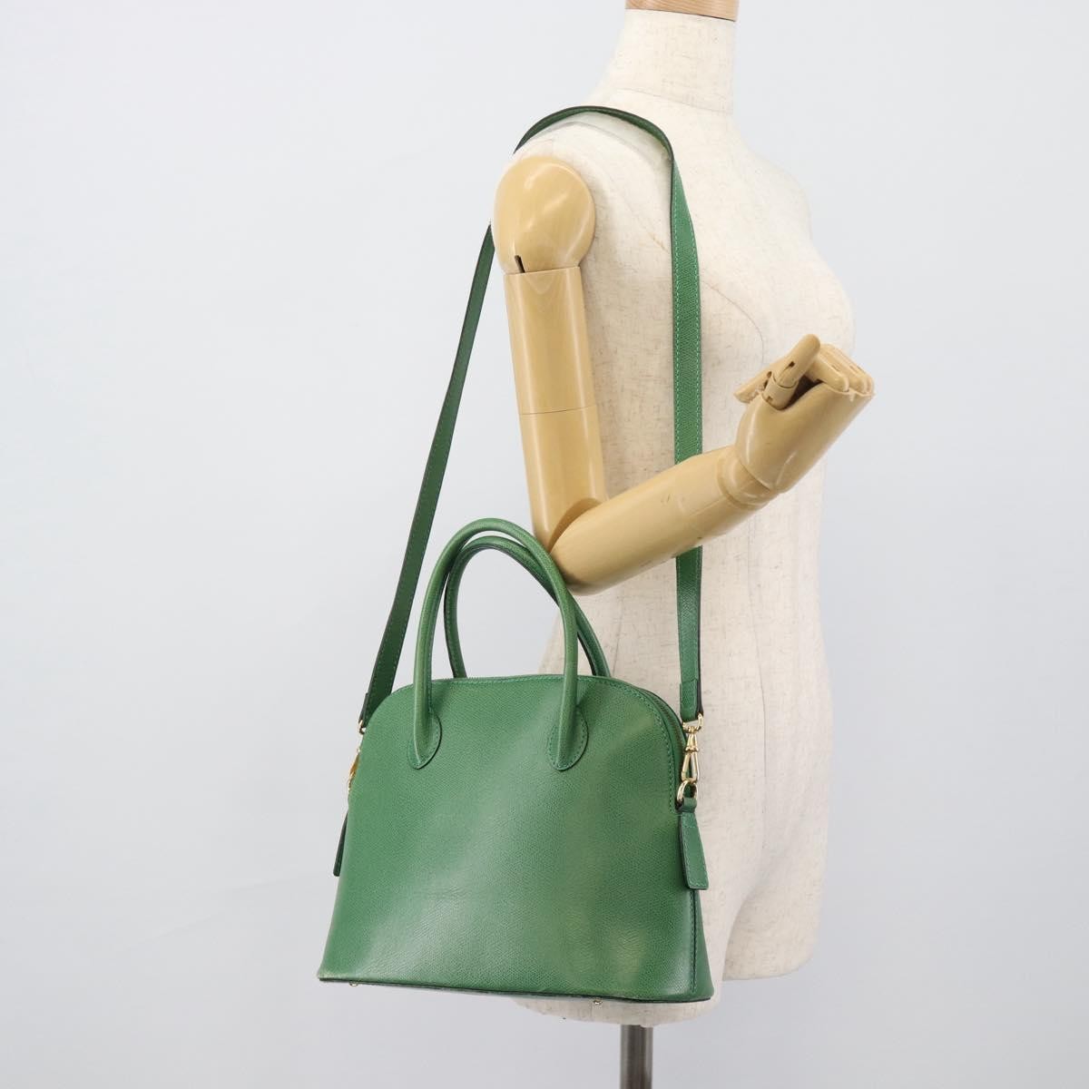 Celine Vintage Convertible Bowler Leather, Green, Leather, Handbag