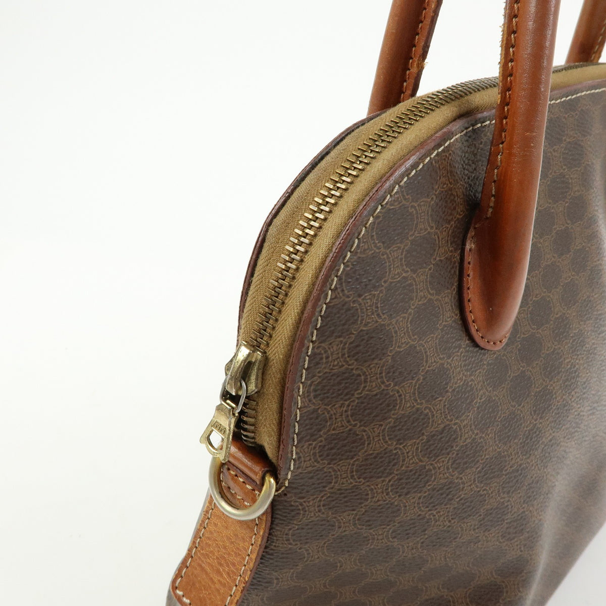 Celine Vintage Handbag Toile Céline, Brown, Canvas, Handbag
