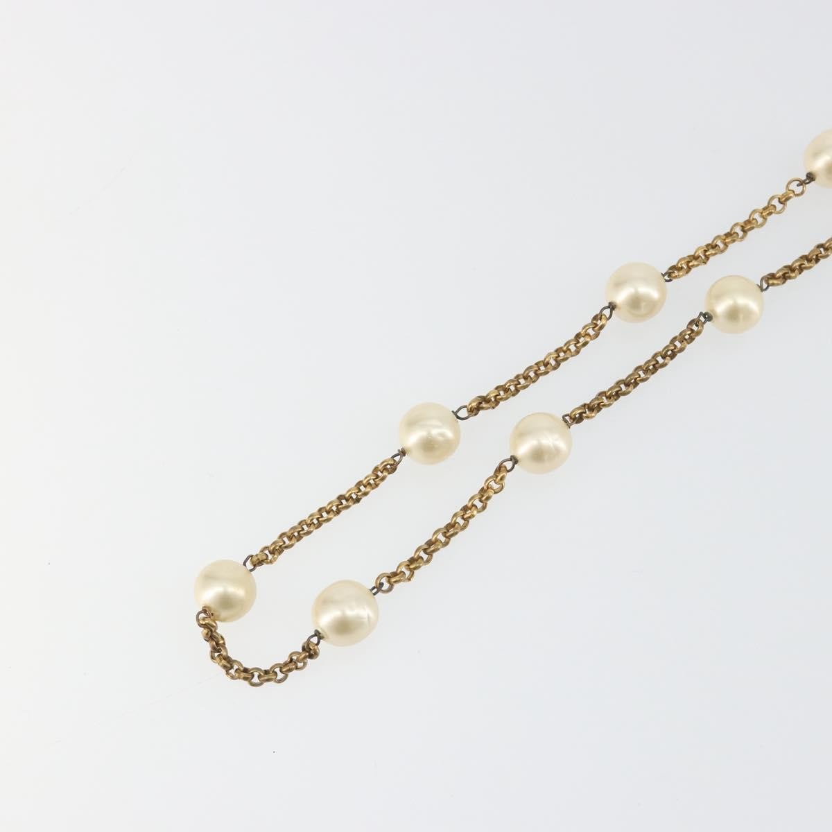 Chanel Pearl Station Metal and Faux Pearl, Gold, Metal, Necklace