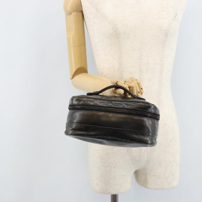 Fendi Vintage Cosmetic Case Pequin Canvas, Black, Leather, Clutch