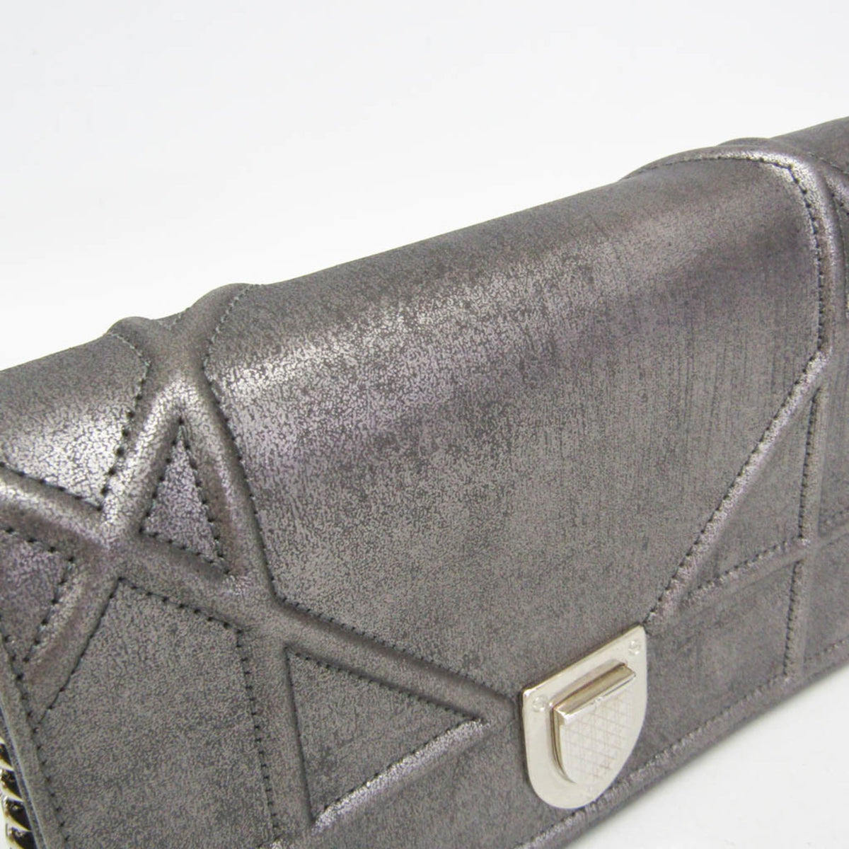 Christian Dior Diorama Chain Clutch Leather, Silver, Leather, Shoulder Bag