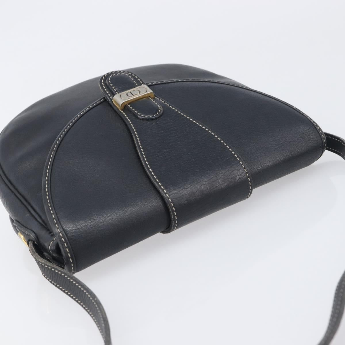 Christian Dior Vintage CD Logo Leather, Navy, Leather, Shoulder Bag