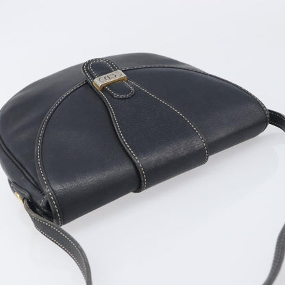 Christian Dior Vintage CD Logo Leather, Navy, Leather, Shoulder Bag