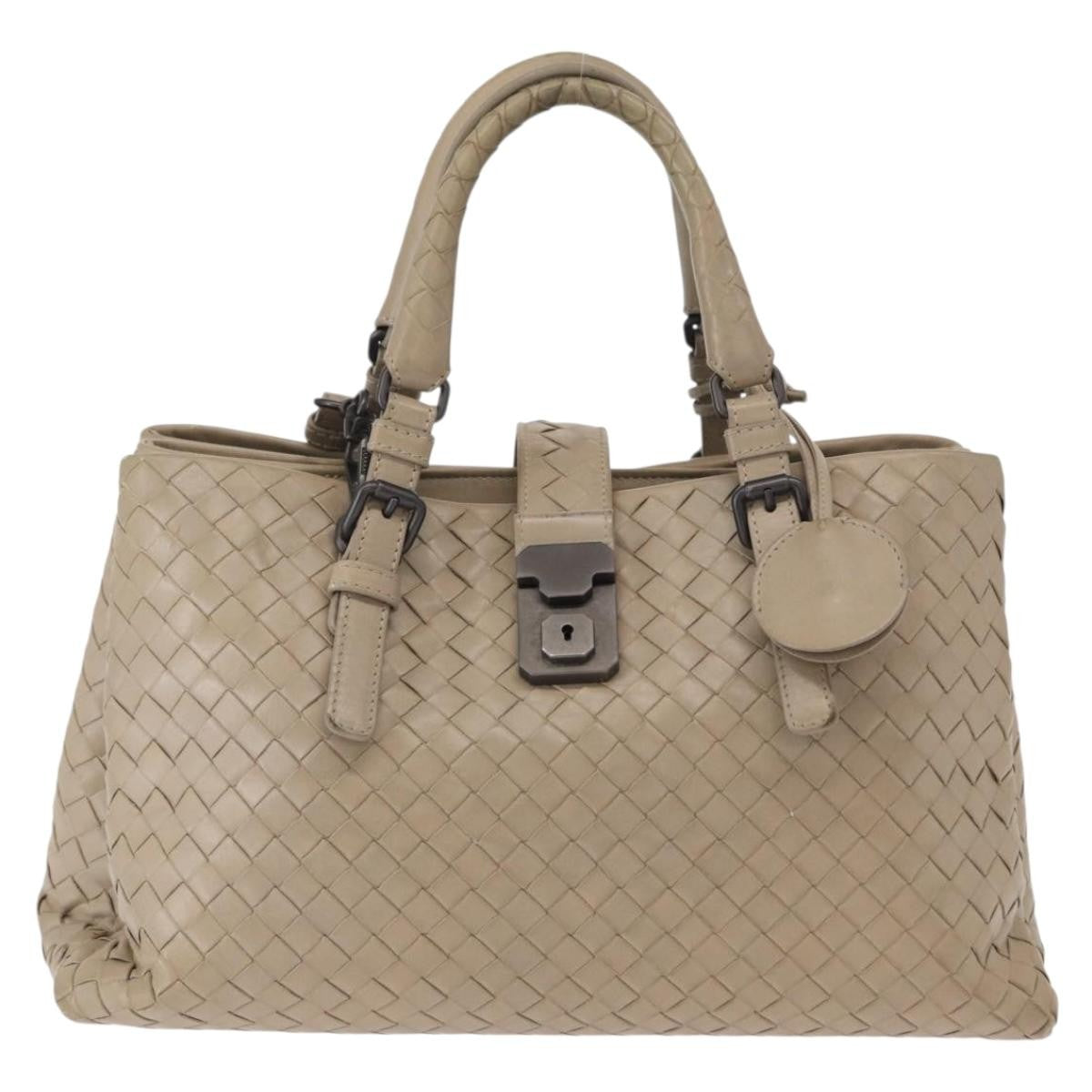 Bottega Veneta Roma Intrecciato Nappa, Gray, Leather, Handbag