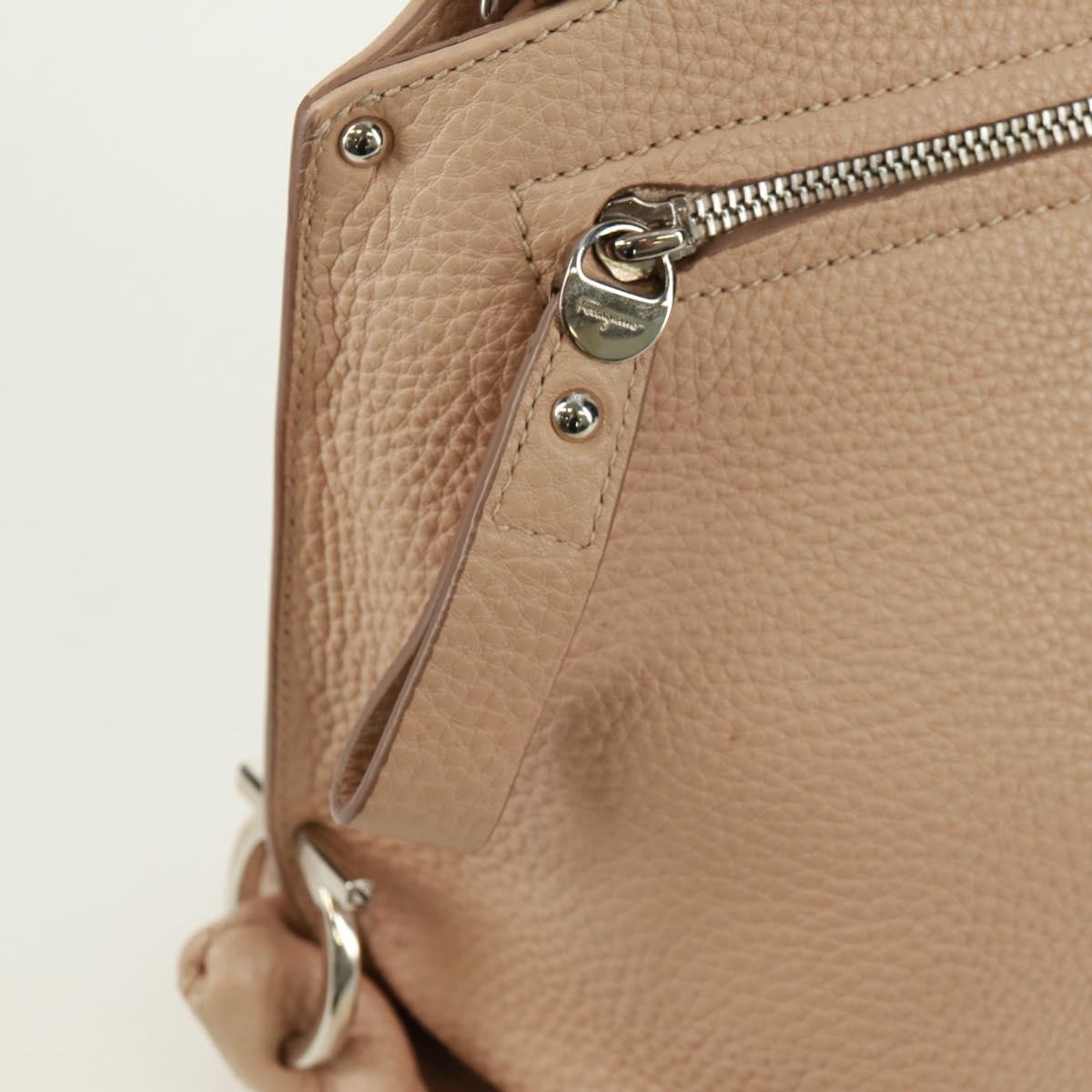 Salvatore Ferragamo Sofia Satchel Grainy Leather, Beige, Leather, Handbag
