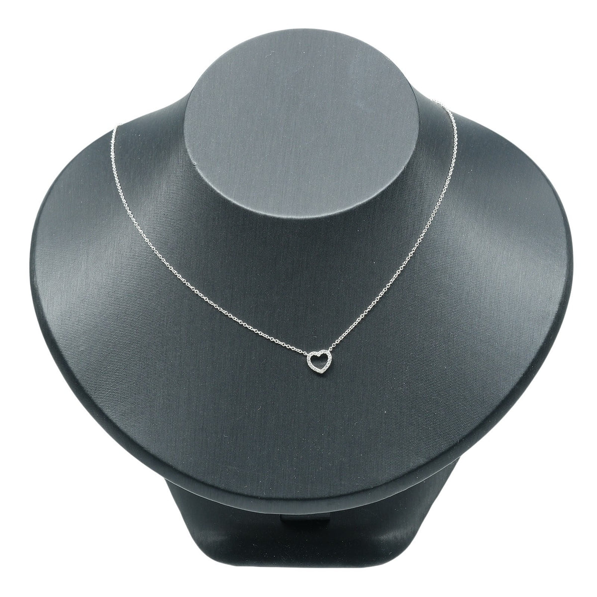 Tiffany & Co. Metro Open Heart Pendant 18K White Gold and Diamonds, Silver, White Gold, Necklace
