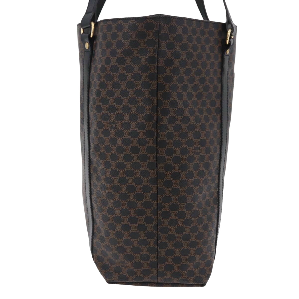 Celine Vintage Macadam Canvas and Leather, Black, Canvas, Shoulder Bag