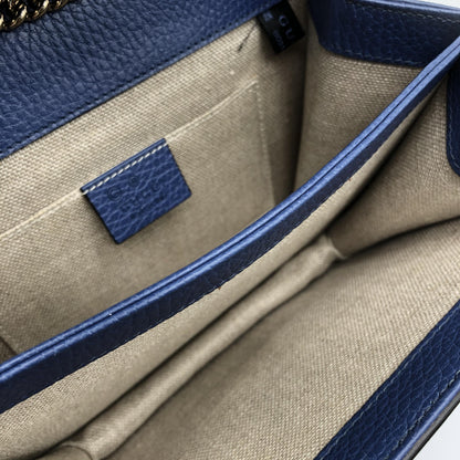 Gucci Interlocking Leather, Blue, Leather, Shoulder Bag