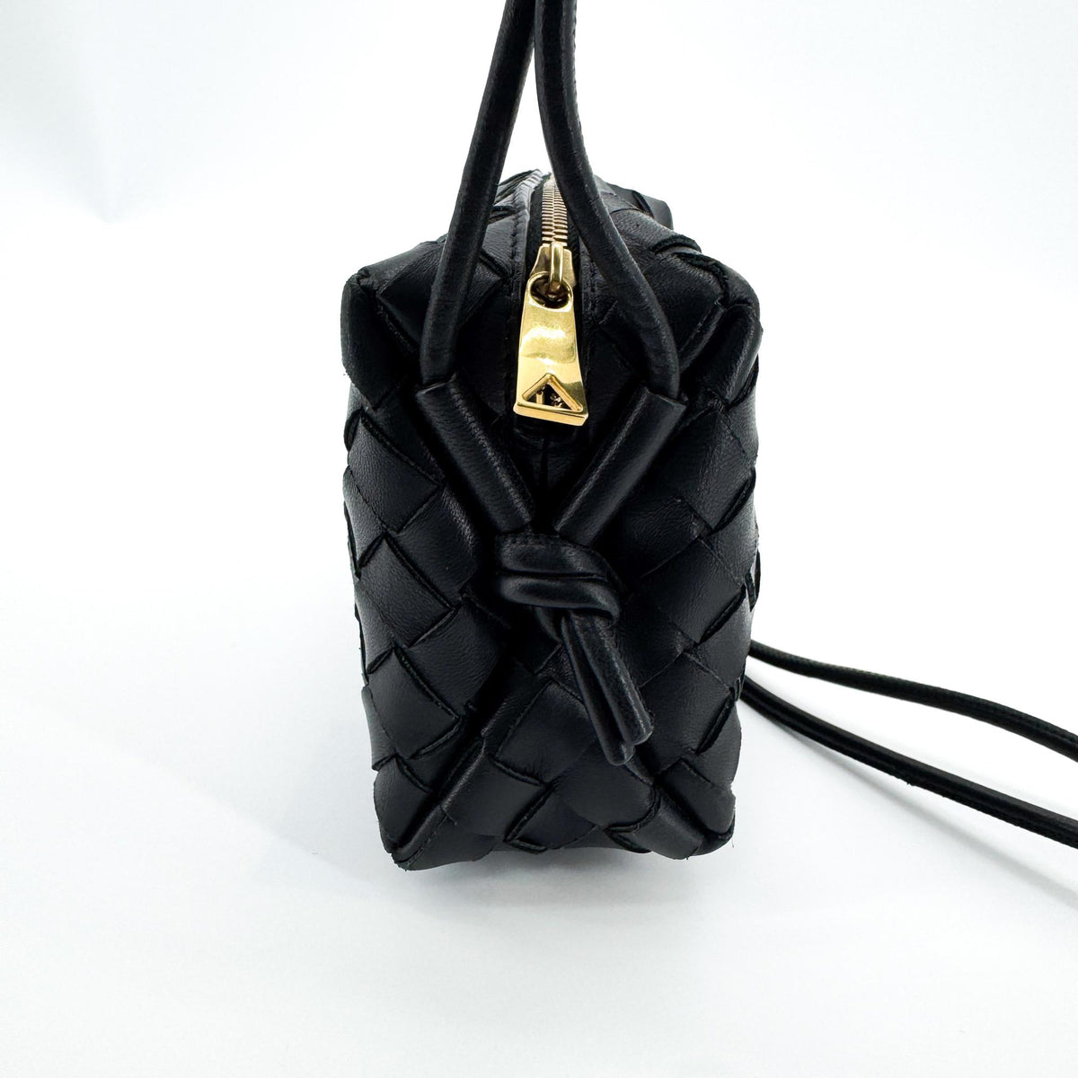Bottega Veneta Loop Intrecciato Nappa, Black, Leather, Crossbody Bag