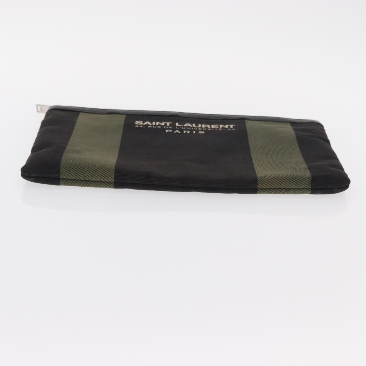 Saint Laurent Beach Zip Canvas, Khaki, Canvas, Clutch