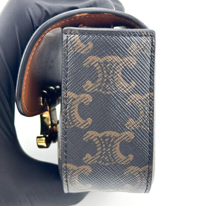 Celine Triomphe Triomphe Coated Canvas, Black, Canvas, Shoulder Bag
