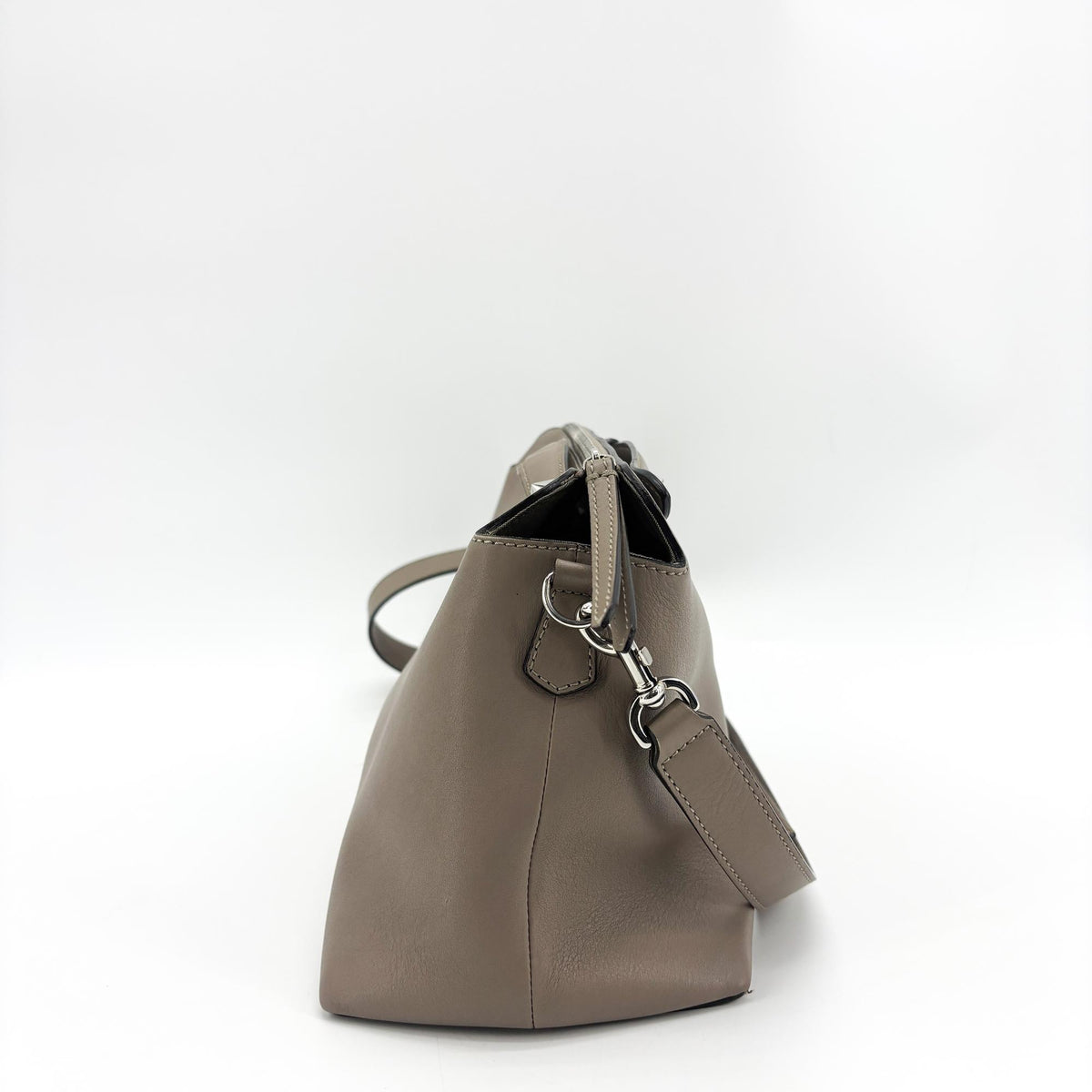 Fendi By The Way Satchel Calfskin, Beige, Leather, Handbag