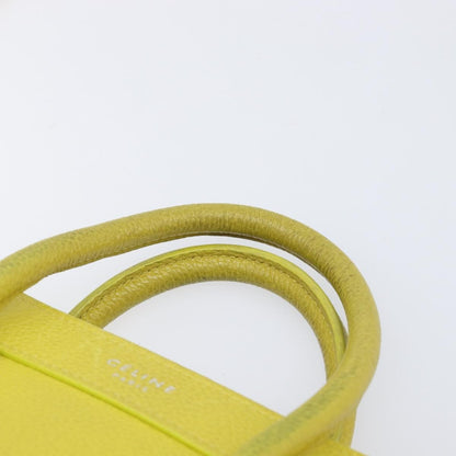 Celine Luggage Grainy Leather, Yellow, Leather, Handbag