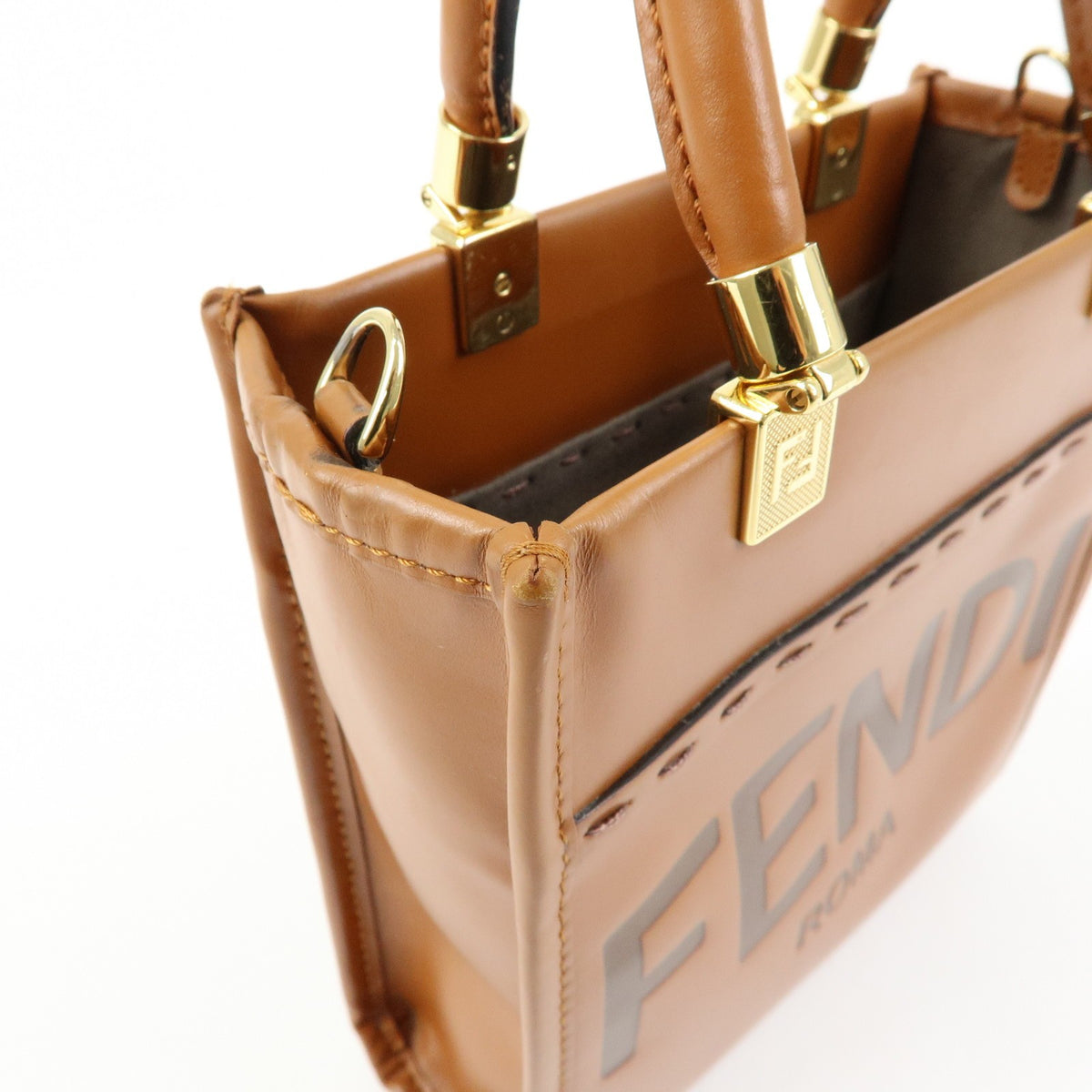 Fendi Sunshine Shopper Leather, Brown, Leather, Tote Bag