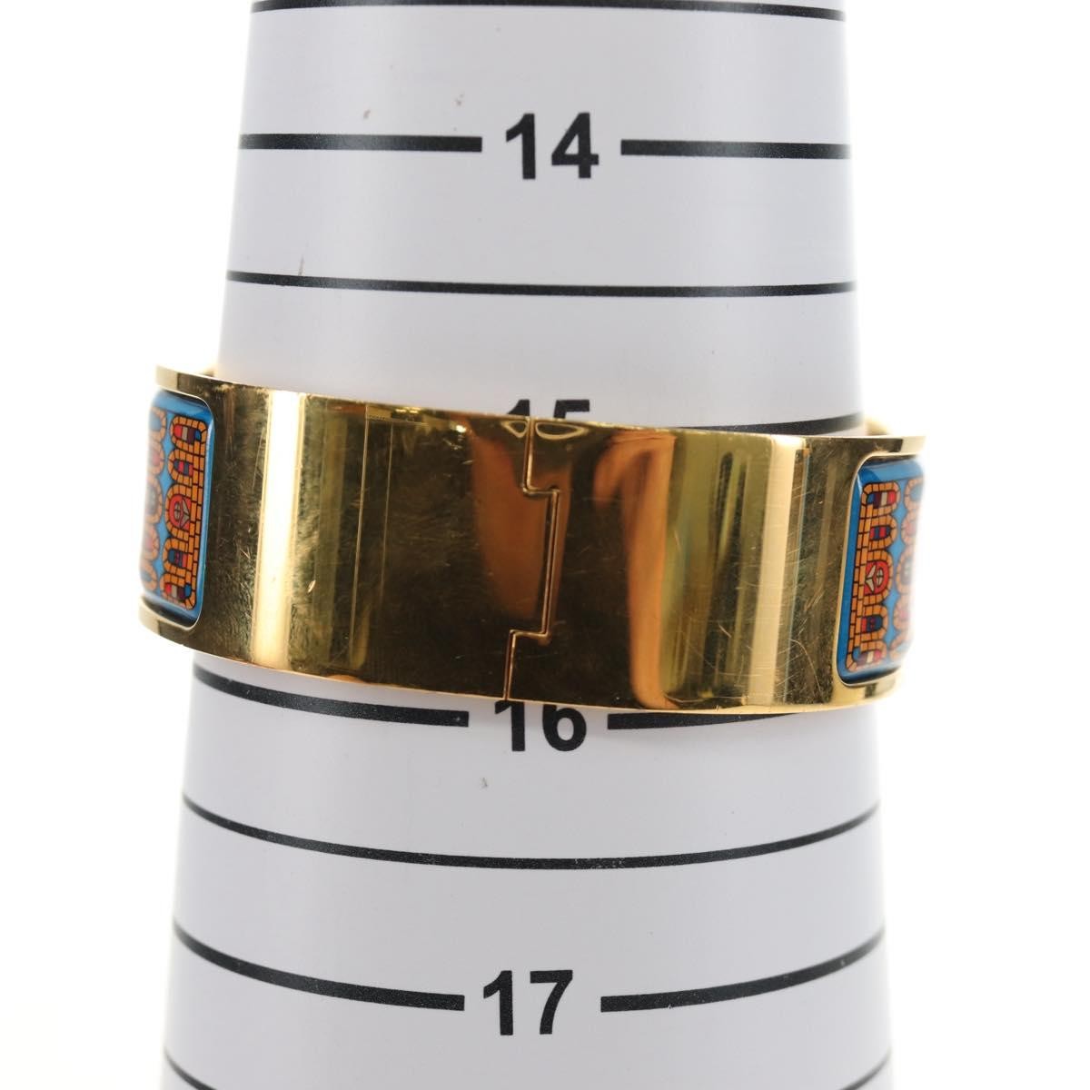 Hermes Loquet Bangle Metal and Printed Enamel, Gold, Metal, Bracelet
