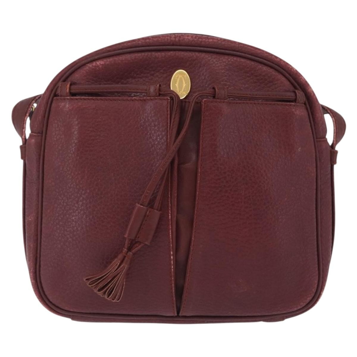 Cartier Tasseled Must de Cartier Leather, Burgundy, Leather, Shoulder Bag