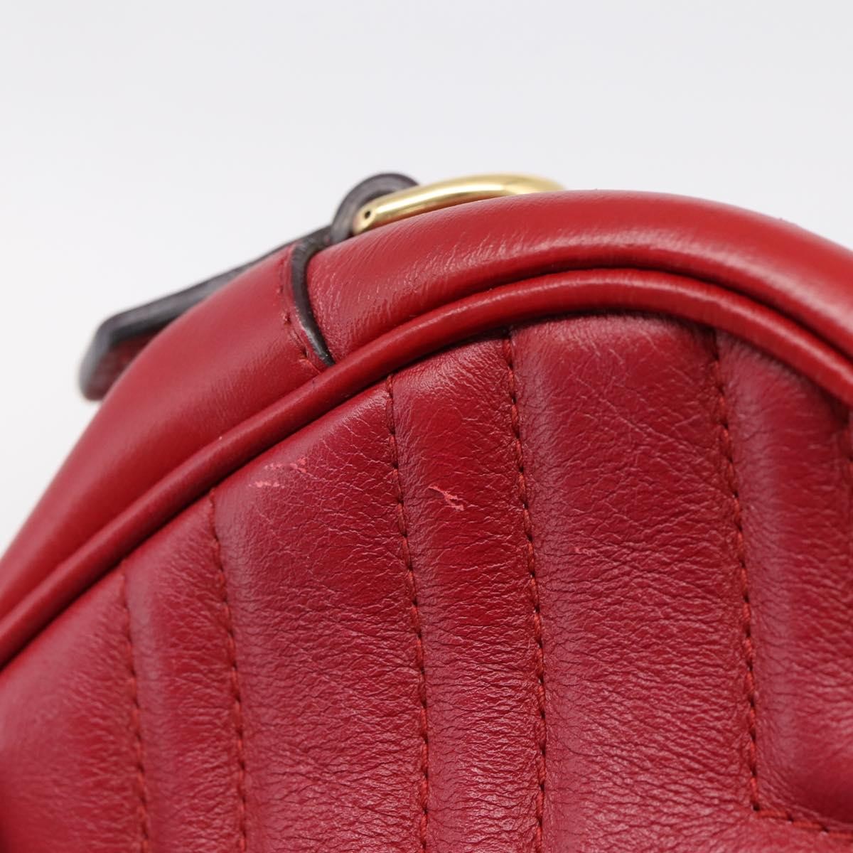Gucci GG Marmont Matelasse Leather, Red, Leather, Shoulder Bag