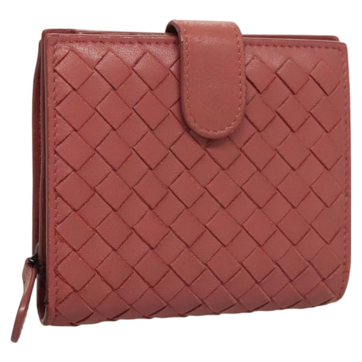 Bottega Veneta Bifold Coin Pocket Card Holder Intrecciato Nappa, Pink, Leather, Wallet