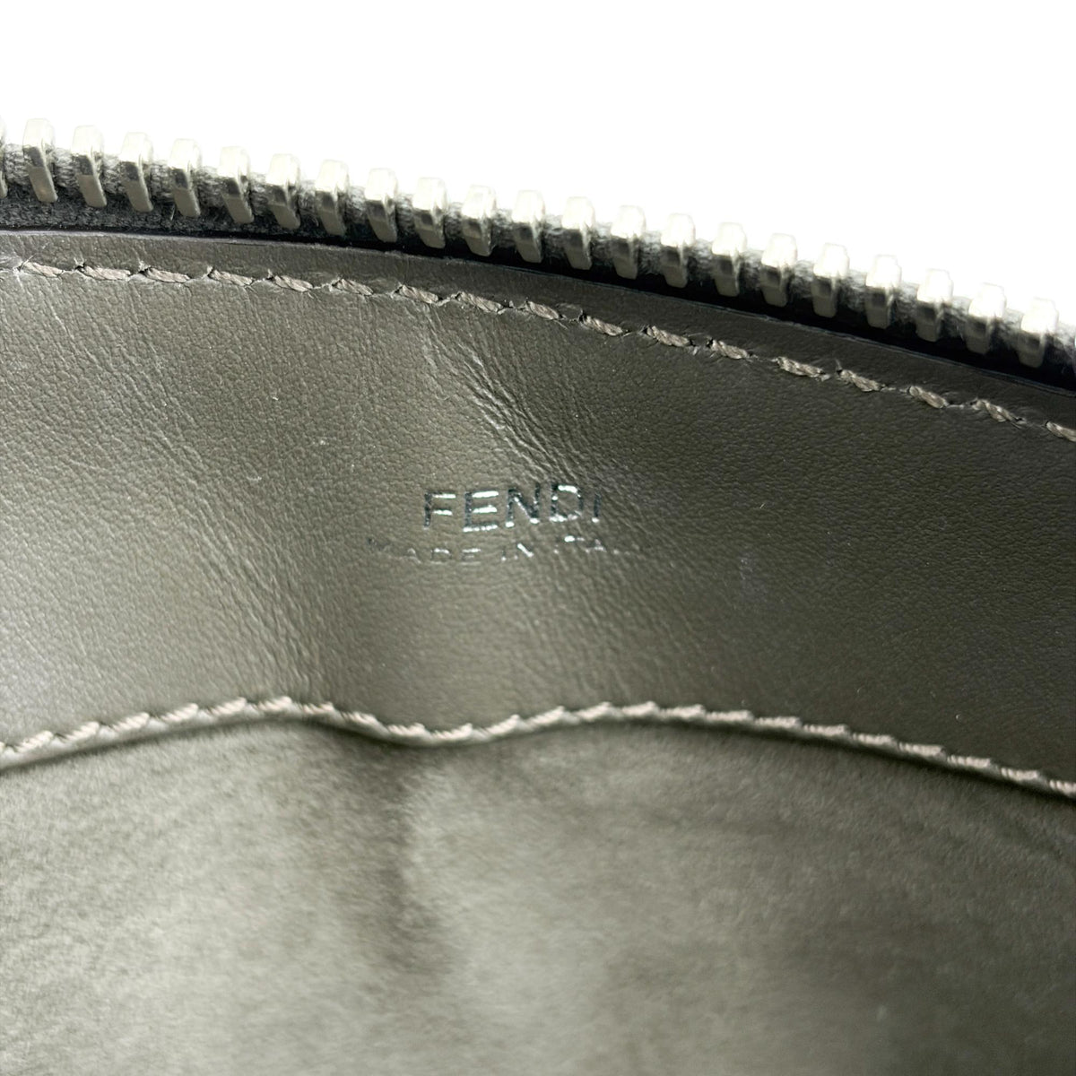 Fendi DotCom Convertible Satchel Leather, Gray, Leather, Handbag