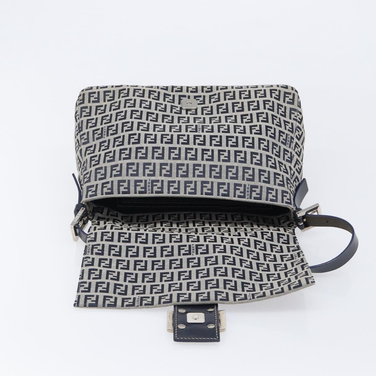 Fendi Zucchino Canvas Mamma Baguette Canvas, Navy, Canvas, Shoulder Bag