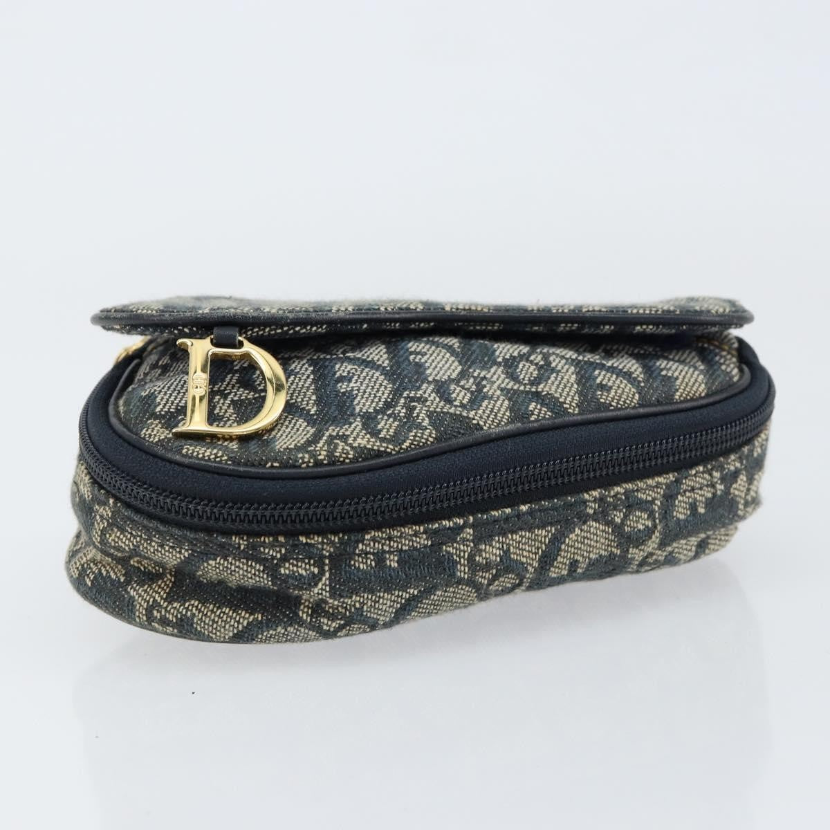 Christian Dior Vintage Saddle Coin Purse Diorissimo Canvas, Blue, Canvas, Card Holder