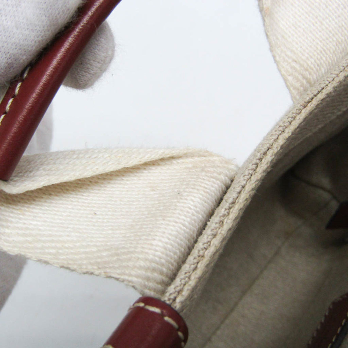 Chloe Woody Convertible Canvas with Leather, Beige, Canvas, Tote Bag