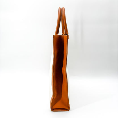Celine Vertical Cabas Canvas with Leather, Beige, Canvas, Tote Bag