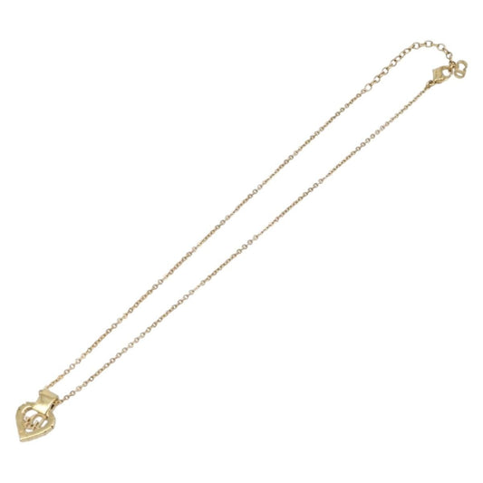 Christian Dior Logo Heart Pendant Metal, Gold, Metal, Necklace