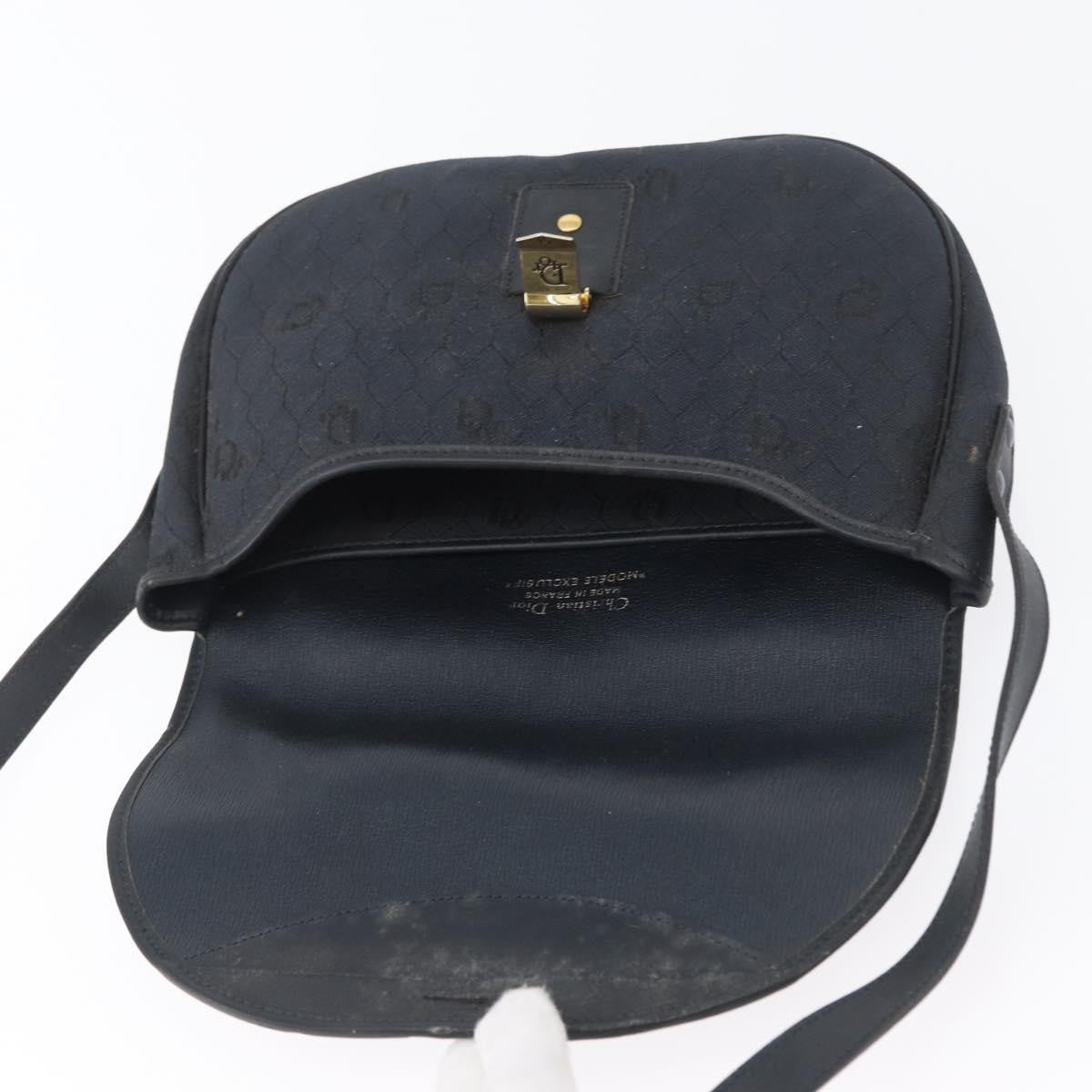 Christian Dior Vintage Honeycomb Flap Canvas and Leather, Black, Canvas, Shoulder Bag