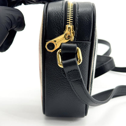 Burberry Camera Vintage Check Canvas, Black, Canvas, Handbag