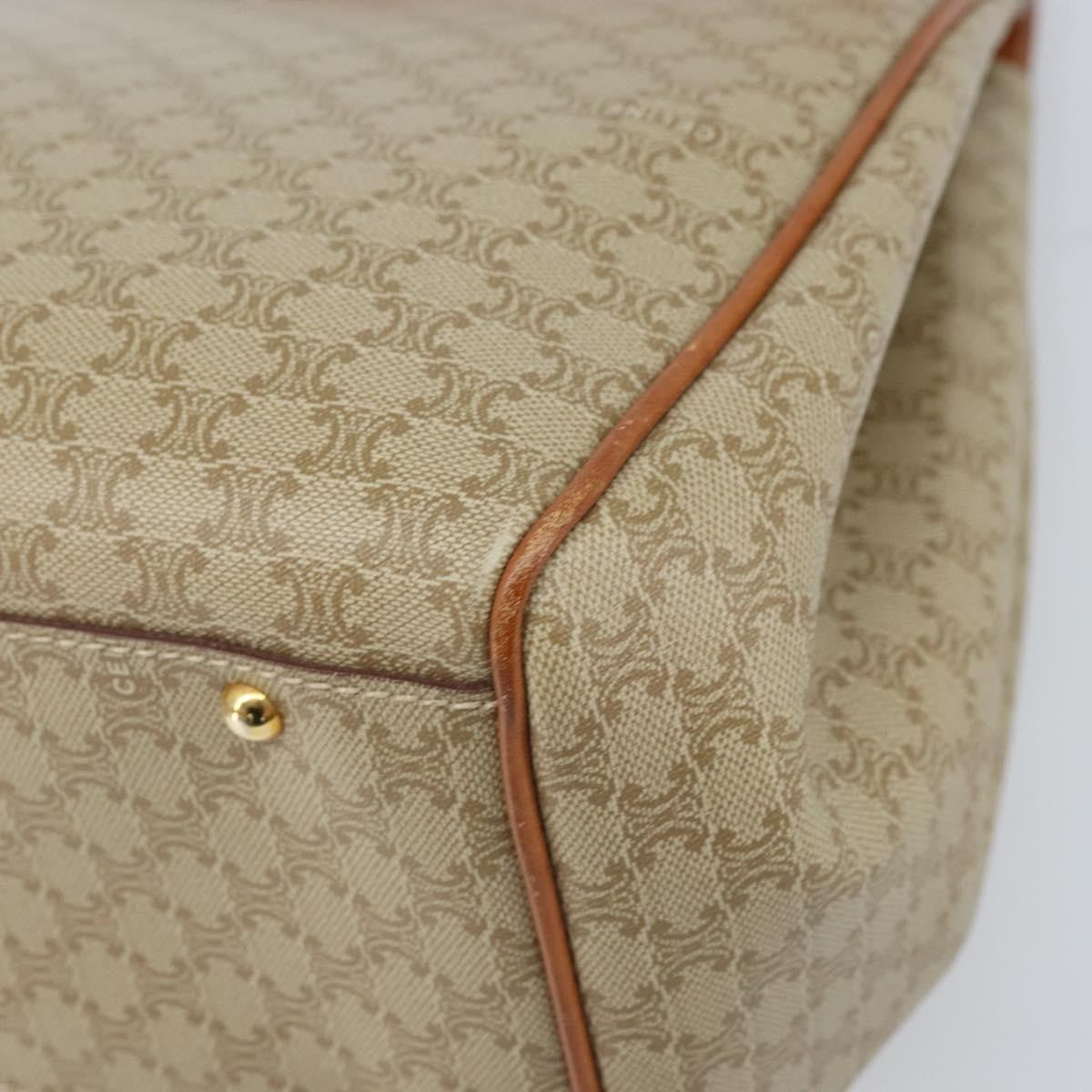 Celine Vintage Macadam Shopper Coated Canvas, Beige, Canvas, Tote Bag