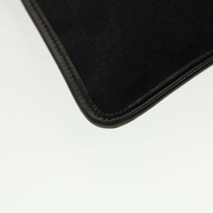 Gucci Vintage Flat Messenger GG Canvas and Leather, Black, Canvas, Handbag