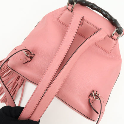 Gucci Bamboo Tassel Leather, Pink, Leather, Backpack