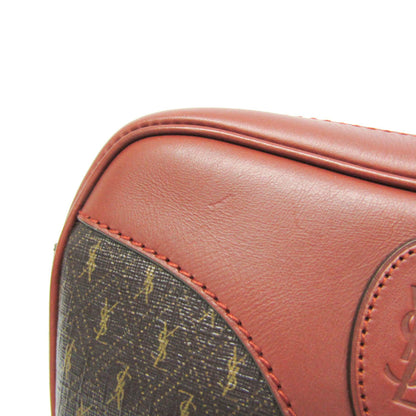 Saint Laurent Le Monogramme Coeur Monogram All Over Coated Canvas and Leather, Brown, Leather, Clutch