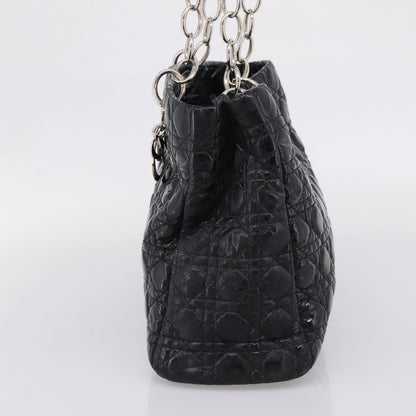 Christian Dior Soft Chain Cannage Quilt Patent, Black, Patent Leather, Tote Bag