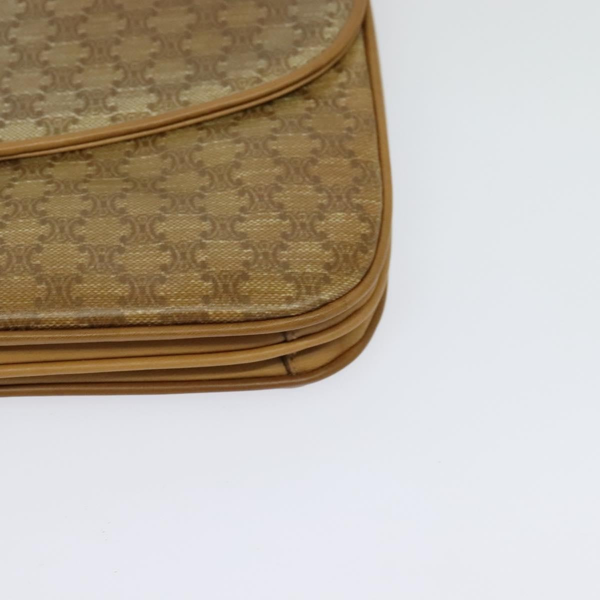 Celine Vintage Macadam Canvas and Leather, Beige, Canvas, Shoulder Bag