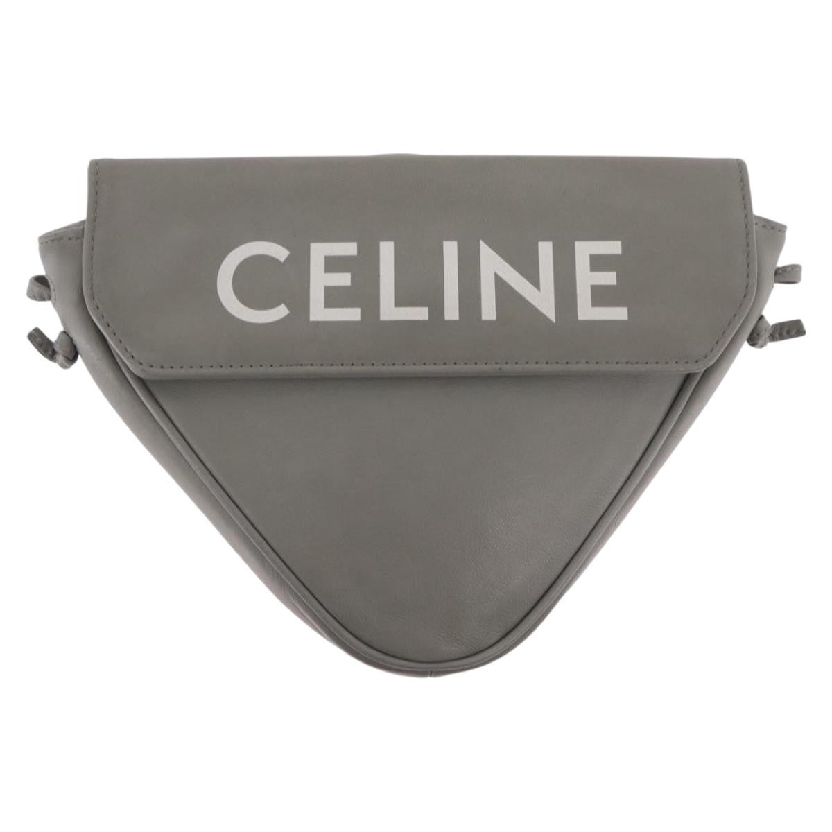Celine Triangle Leather, Gray, Leather, Handbag