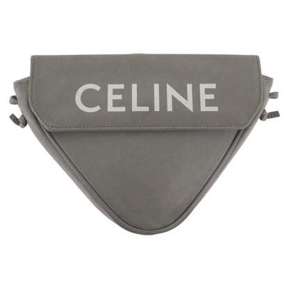 Celine Triangle Leather, Gray, Leather, Handbag