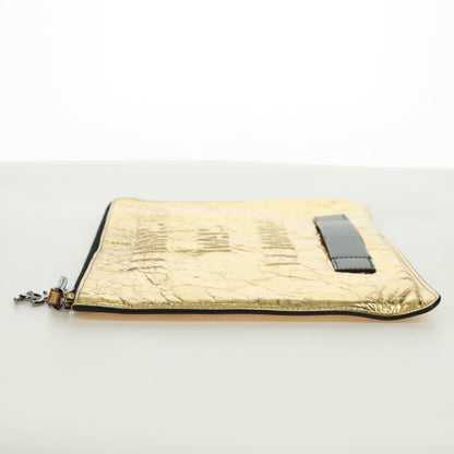 Chanel Feminine Crinkled Leather, Gold, Leather, Clutch