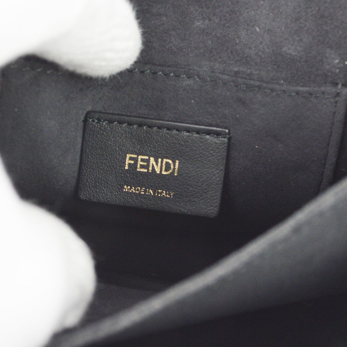 Fendi Kan I Leather, Black, Leather, Shoulder Bag