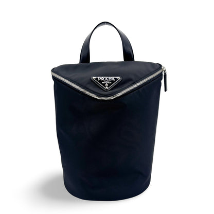 Prada Triangle Zip Sling Re-Nylon with Leather, Black, Nylon, Backpack