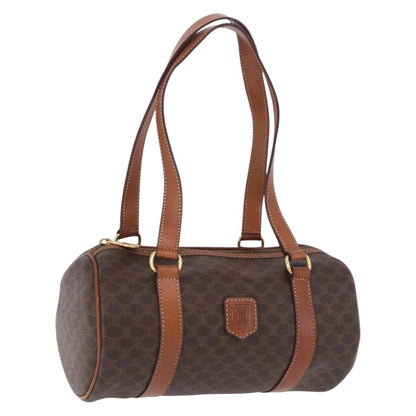 Celine Vintage Barrel Macadam Canvas & Leather, Brown, PVC, Handbag